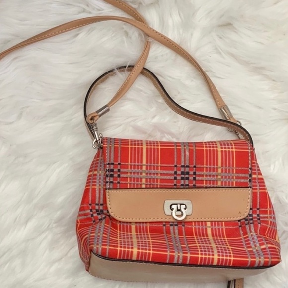 Cute red plaid cross body purse. - Picture 2 of 5